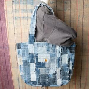 Custom upcycled carhartt tote bag / patchwork tote bag